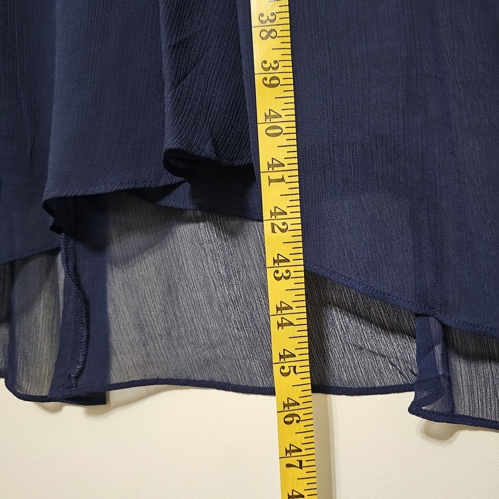DKNY Women Dress Size 8 Fits Medium Faux Wrap V-Neck Long Sleeves Blue New - Picture 4 of 10